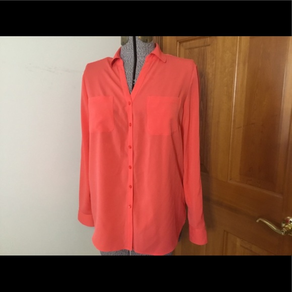 Talbots orange blouse Nantucket, Large P, button down - Picture 1 of 7